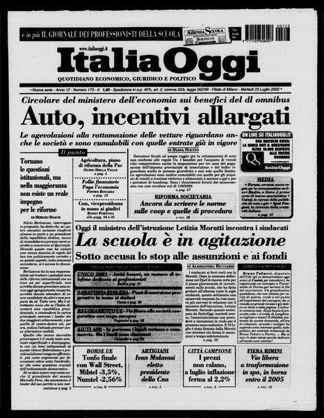 Italia oggi : quotidiano di economia finanza e politica